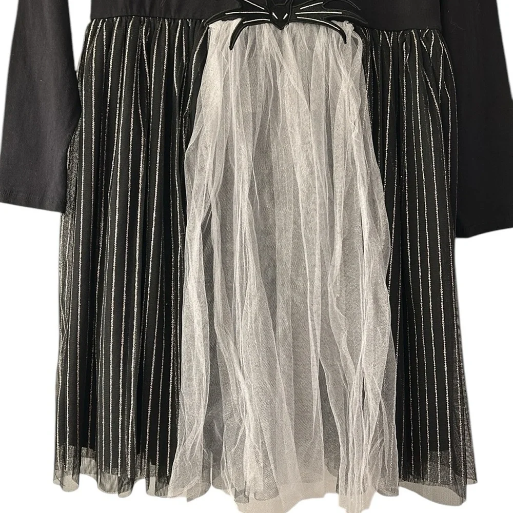 Nightmare Before Christmas Girl’s XL Long Sleeve Black Shimmery Tulle Dress